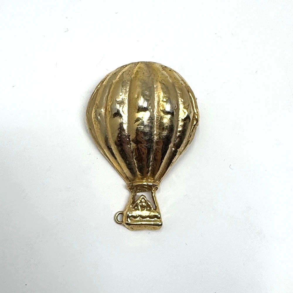 Gold Tone Hot‎ Air Balloon Pendant Brooch Vintage